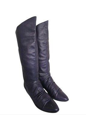 Joyce  Vintage Purple Leather Tall Flat Knee Boots Women’s US Size 10 Disco 1970